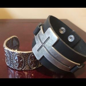 Leather cross bracelet